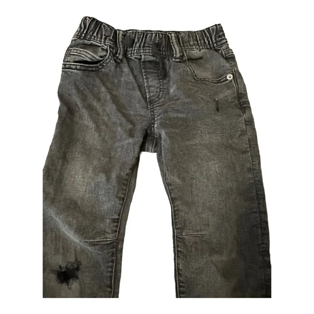 Gap | Pull On Stretch Slim Fit Drawstring Distressed Pants in Washed Black | S